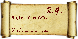 Rigler Germán névjegykártya